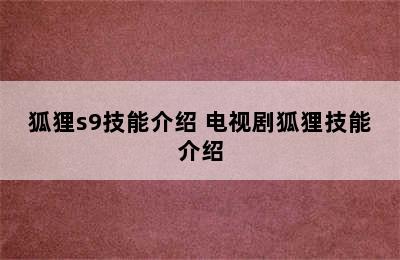 狐狸s9技能介绍 电视剧狐狸技能介绍